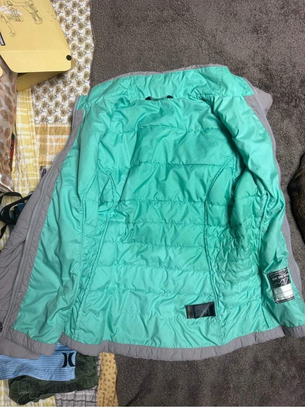The North Face girls Grey Quilted Insulated Jacket